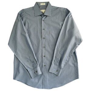 Pronto-Uomo Non-iron Blue Button Down Shirt 100% Cotton Large